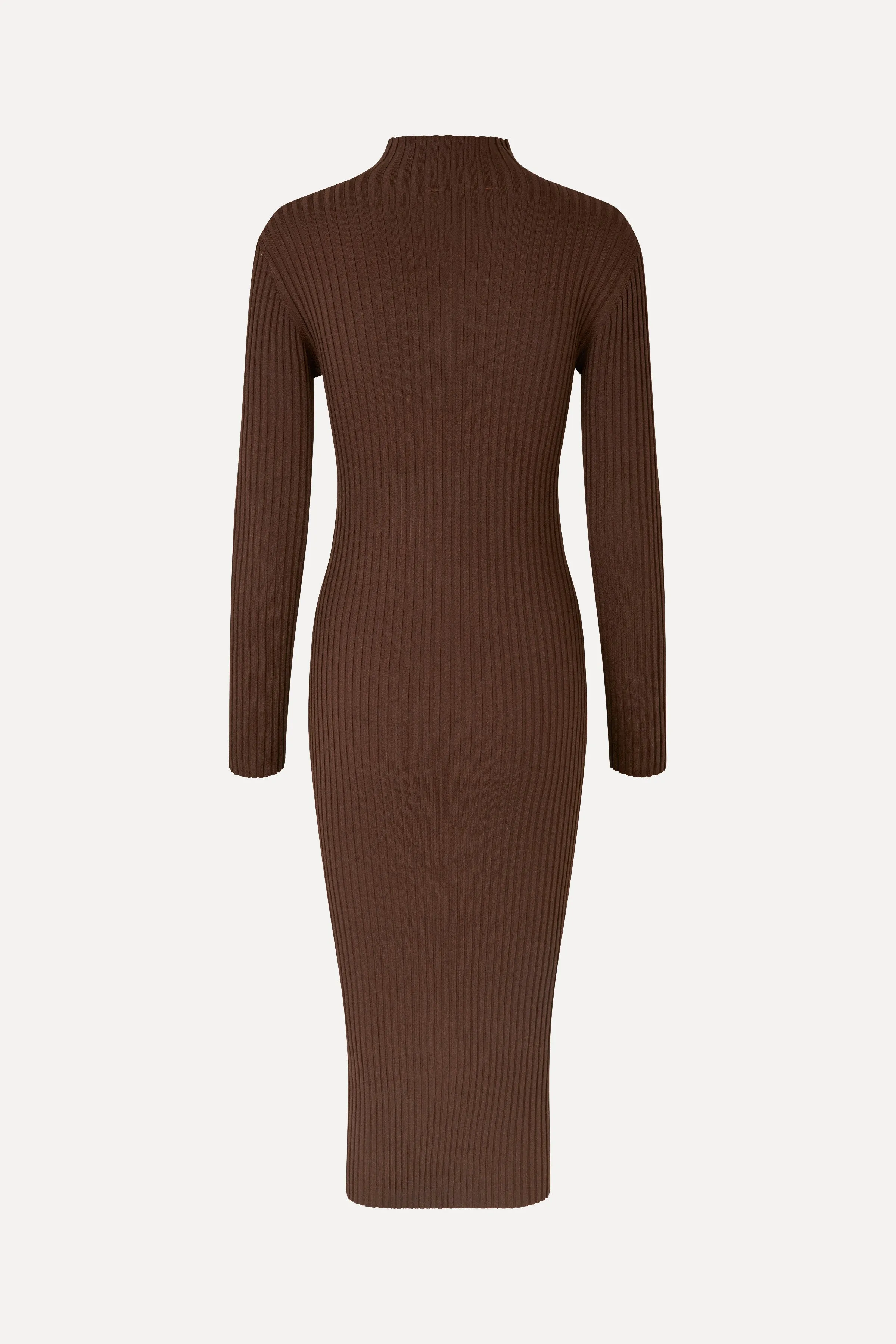 Long Sleeve Turtleneck Knit Dress - Coffee Brown
