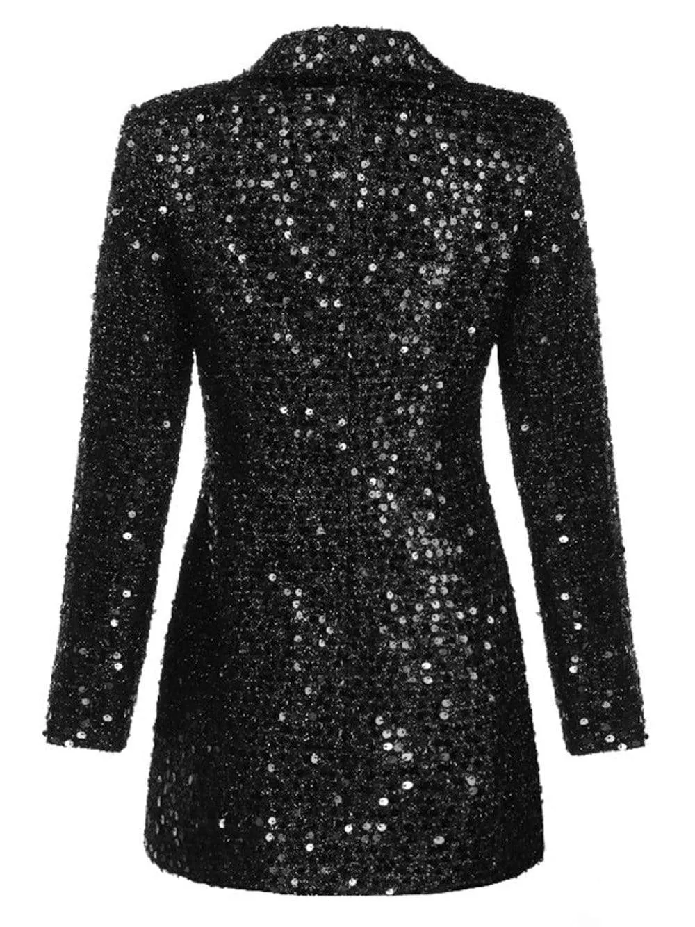 Oversized Double-Breasted Sequins Blazer-Dress